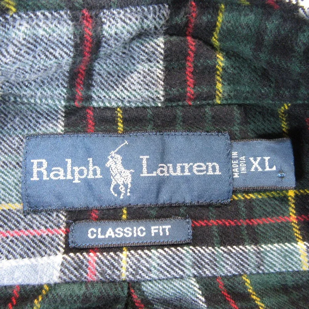Polo Ralph Lauren‎ Mens Button Down Flannel Shirt XL Classic Fit Multicolored
